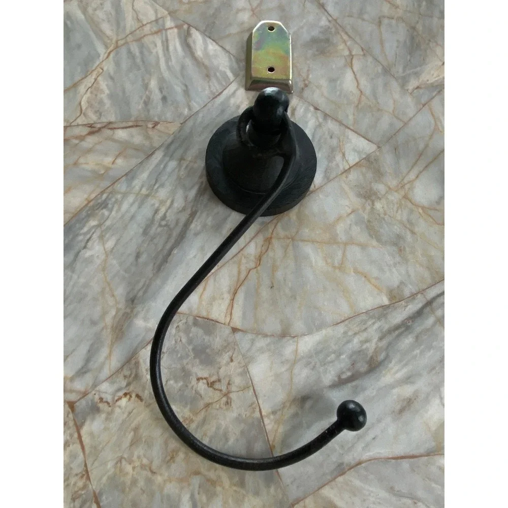 Pottery Barn Black Forged Iron Curtain Tiebacks Set of 3‎ Ball Finial Hooks